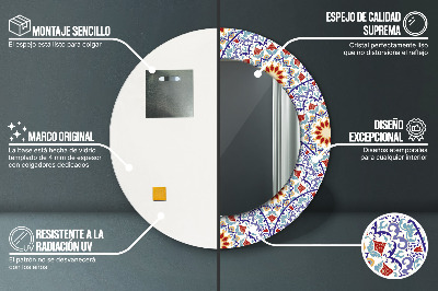 Specchio rotondo stampato Composizione colorata orientale