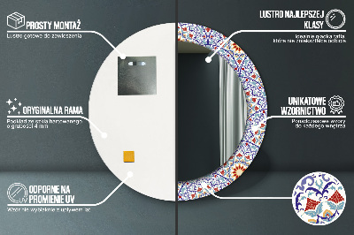 Specchio rotondo stampato Composizione colorata orientale