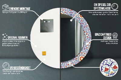 Specchio rotondo stampato Composizione colorata orientale