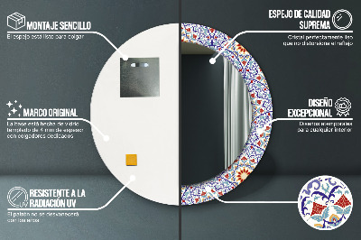 Specchio rotondo stampato Composizione colorata orientale