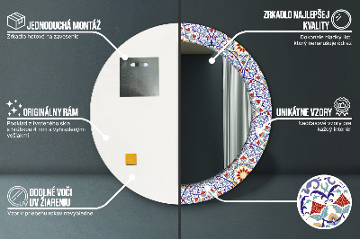 Specchio rotondo stampato Composizione colorata orientale