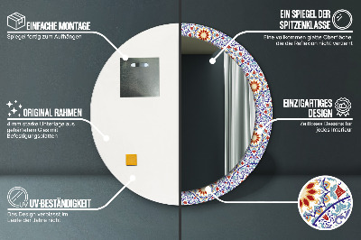 Specchio rotondo stampato Composizione colorata orientale