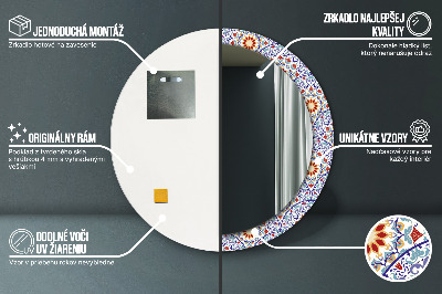 Specchio rotondo stampato Composizione colorata orientale