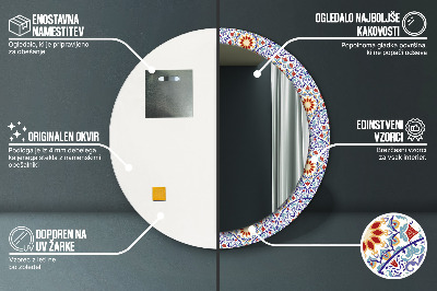 Specchio rotondo stampato Composizione colorata orientale