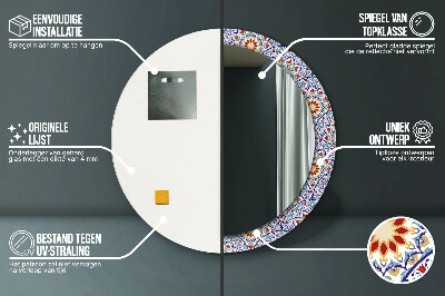 Specchio rotondo stampato Composizione colorata orientale