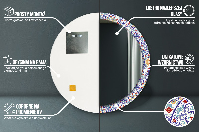 Specchio rotondo stampato Composizione colorata orientale