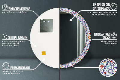 Specchio rotondo stampato Composizione colorata orientale