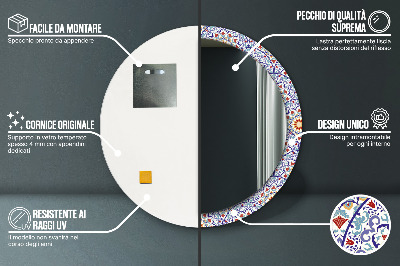 Specchio rotondo stampato Composizione colorata orientale