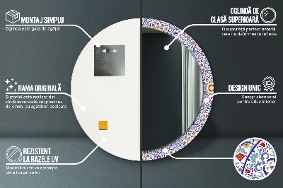 Specchio rotondo stampato Composizione colorata orientale