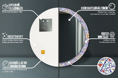 Specchio rotondo stampato Composizione colorata orientale