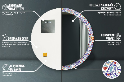 Specchio rotondo stampato Composizione colorata orientale