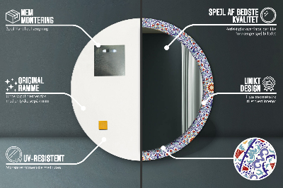 Specchio rotondo stampato Composizione colorata orientale