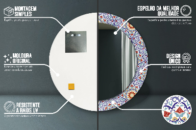 Specchio rotondo stampato Composizione colorata orientale