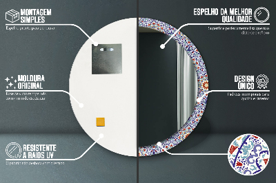 Specchio rotondo stampato Composizione colorata orientale