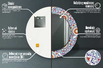 Specchio rotondo stampato Composizione colorata orientale