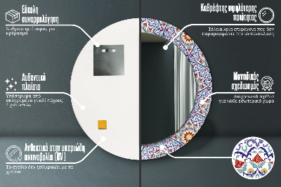 Specchio rotondo stampato Composizione colorata orientale