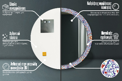 Specchio rotondo stampato Composizione colorata orientale