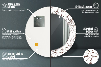Specchio rotondo stampato Linee d'arte