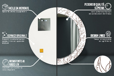 Specchio rotondo stampato Linee d'arte