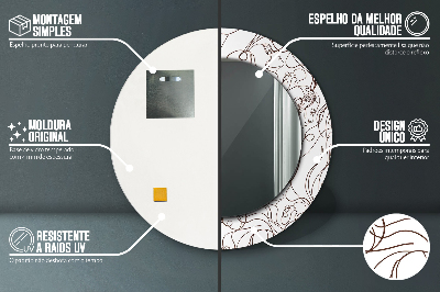 Specchio rotondo stampato Linee d'arte