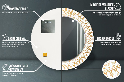 Specchio rotondo stampato Mandala indiana