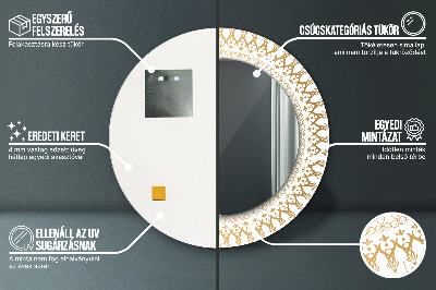 Specchio rotondo stampato Mandala indiana