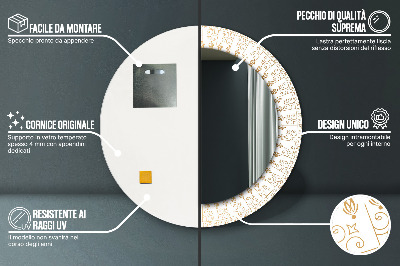 Specchio rotondo stampato Mandala indiana