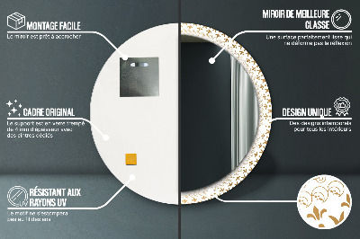 Specchio rotondo stampato Mandala indiana