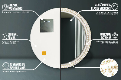 Specchio rotondo stampato Mandala indiana