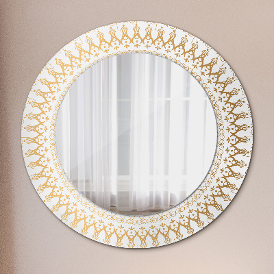 Specchio rotondo stampato Mandala indiana