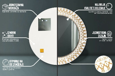 Specchio rotondo stampato Mandala indiana