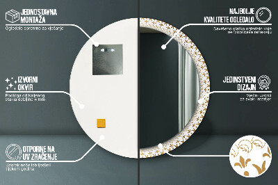 Specchio rotondo stampato Mandala indiana