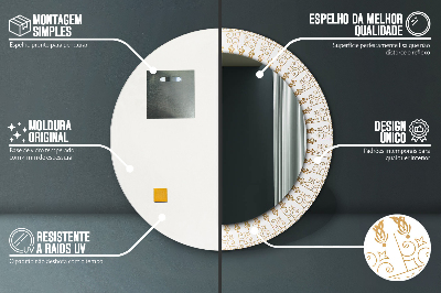 Specchio rotondo stampato Mandala indiana