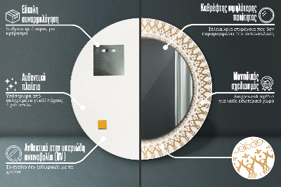 Specchio rotondo stampato Mandala indiana