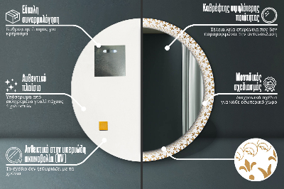 Specchio rotondo stampato Mandala indiana