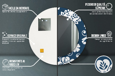 Specchio rotondo stampato Composizione di paisley