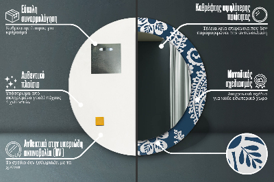 Specchio rotondo stampato Composizione di paisley