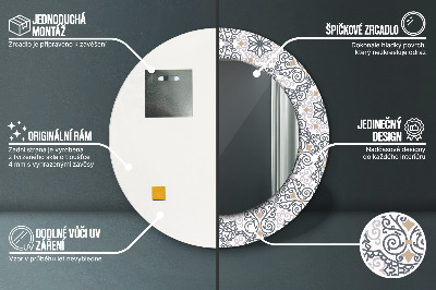 Specchio rotondo stampato Ornamenti geometrici