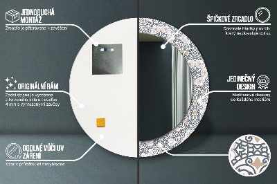 Specchio rotondo stampato Ornamenti geometrici