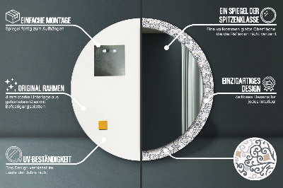 Specchio rotondo stampato Ornamenti geometrici