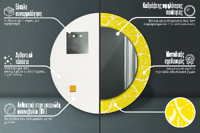 Specchio rotondo stampato Modello di limone