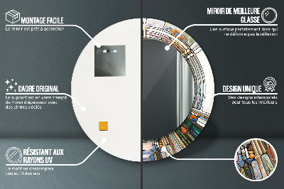 Specchio tondo con decoro Finestra di vetro macchiata astratta