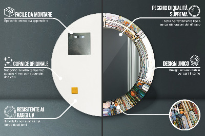 Specchio tondo con decoro Finestra di vetro macchiata astratta