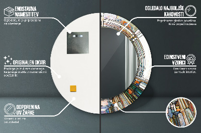 Specchio tondo con decoro Finestra di vetro macchiata astratta