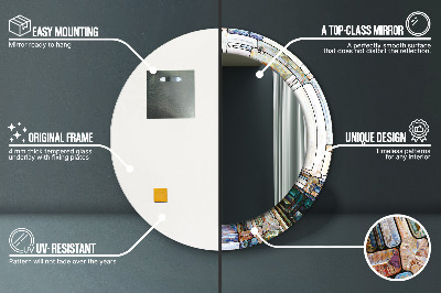 Specchio tondo con decoro Finestra di vetro macchiata astratta