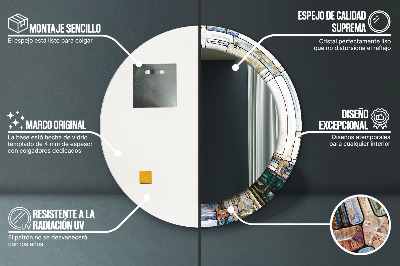 Specchio tondo con decoro Finestra di vetro macchiata astratta