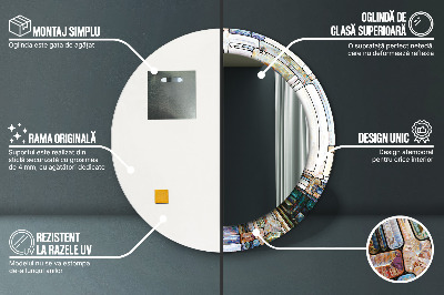 Specchio tondo con decoro Finestra di vetro macchiata astratta