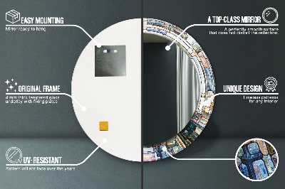 Specchio tondo con decoro Finestra di vetro macchiata astratta