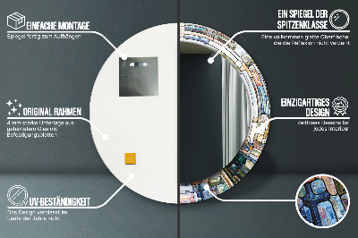 Specchio tondo con decoro Finestra di vetro macchiata astratta