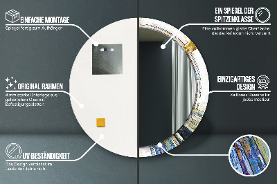 Specchio tondo con decoro Finestra di vetro macchiata astratta